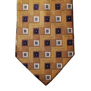 Giorgio Brutini Collezione Necktie Tie Men's Gold Purple Silver Geometric Silk